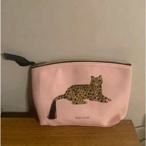 Ruby and Cash Makeup Bag Pink with Leopard size 9x6